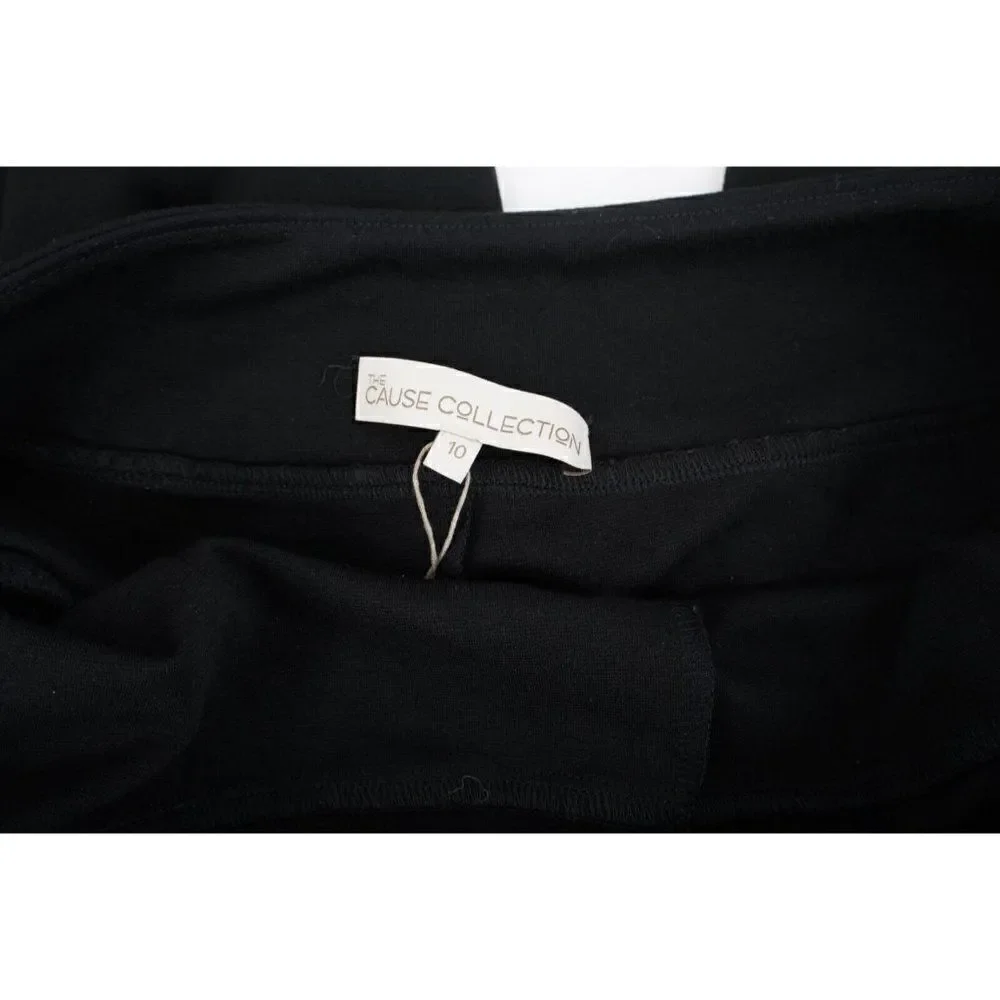The Cause Collection Lisi Wide-Leg Stretch Pants Trousers L Large Black Snap NWT